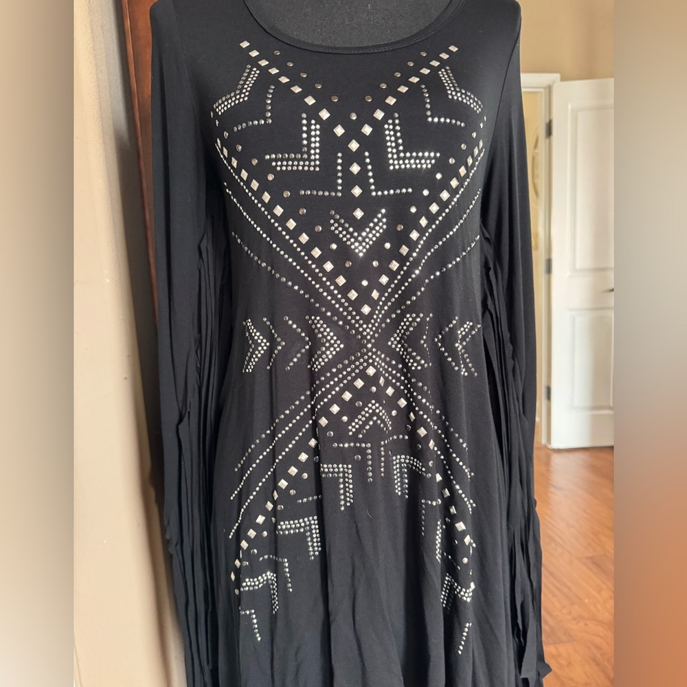 Vocal‎ Black Studded Fringe Tunic Dress - Picture 5 of 10